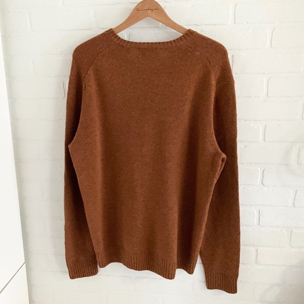 Black Brown 1826 Men’s Knit Sweater Wool Cinnamon Brown V neck Old money XL - Picture 4 of 10